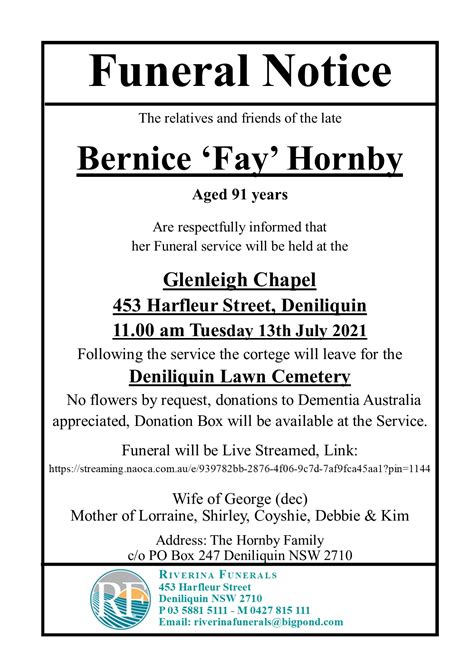 You can build, schedule and complete your notice yourself or <b>Funeral</b> Directors in <b>Griffith</b> East can submit a <b>death</b> notice on your behalf. . Deaths and funeral notices near griffith nsw